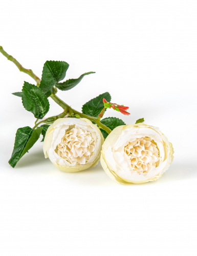 Roses artificielles blanches sur tige 46 cm en lot de 2