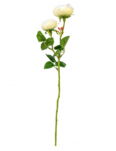 Roses artificielles blanches sur tige 46 cm en lot de 2