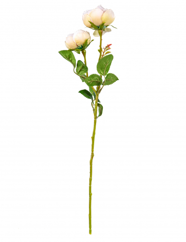 Roses artificielles sur tige 46 cm blanches et roses