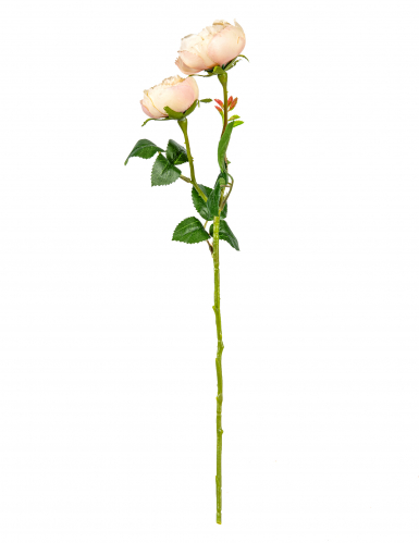 Roses artificielles rose pastel sur tige 46 cm, lot de 2