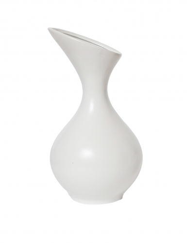 Vase en céramique blanc 20 cm arrondi asymétrique