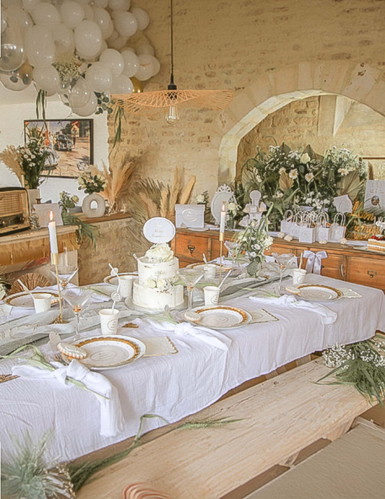 Nappe gaze de coton blanche 130 x 240 cm chic et douce