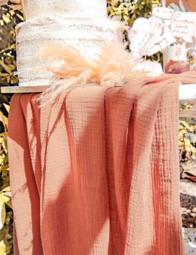 Nappe gaze de coton terracotta 130 x 240 cm style bohème
