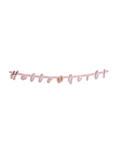 Guirlande de lettres en carton hello girl rose et or 140 cm pour baby shower