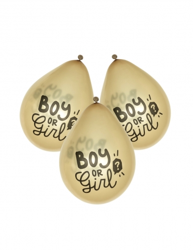 6 ballons en latex boy or girl dorés 23 cm pour gender reveal