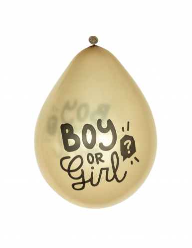 6 ballons en latex boy or girl dorés 23 cm pour gender reveal