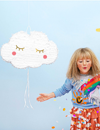 Pinata nuage blanche à ficelles 50 x 32 cm
