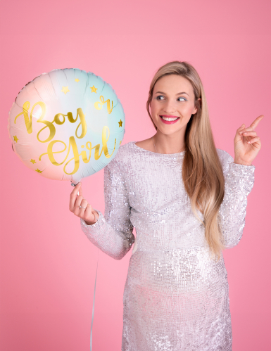 Ballon en aluminium boy or girl pastel 35 cm pour gender reveal