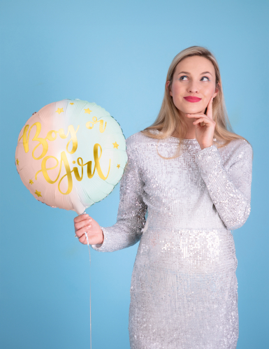 Ballon en aluminium boy or girl pastel 35 cm pour gender reveal