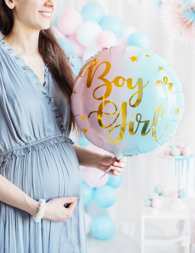 Ballon en aluminium boy or girl pastel 35 cm pour gender reveal