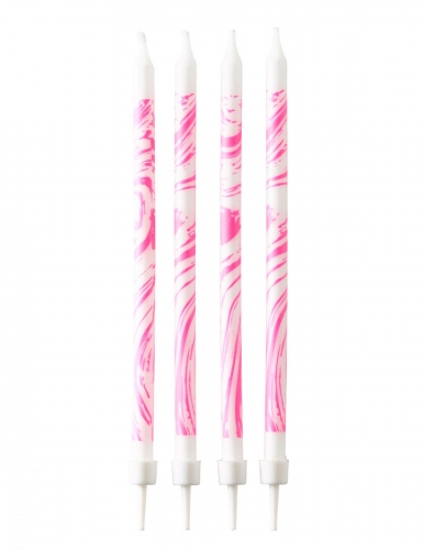 12 bougies marbre rose et blanc 12 cm d'anniversaire