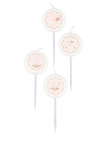 4 bougies roses petite princesse 7,5 cm pour gâteau
