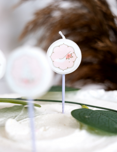4 bougies roses petite princesse 7,5 cm pour gâteau