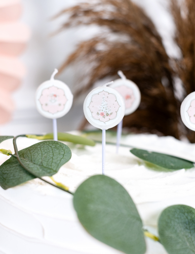 4 bougies roses petite princesse 7,5 cm pour gâteau