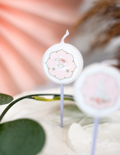 4 bougies roses petite princesse 7,5 cm pour gâteau