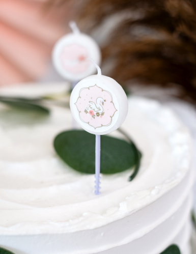 4 bougies roses petite princesse 7,5 cm pour gâteau