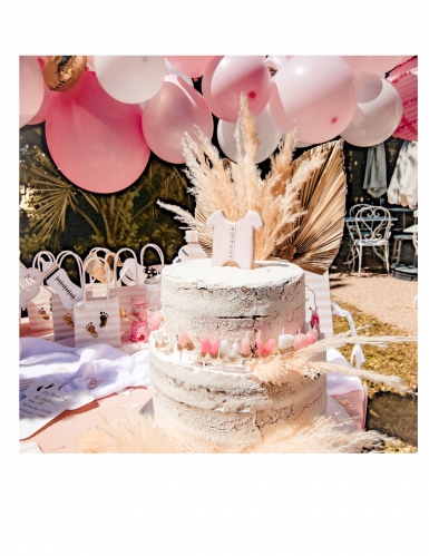 Bougies joyeux anniversaire blanc rose et paillettes or 4,3 cm sur pic