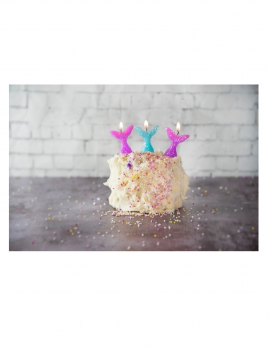5 bougies queue de sirène à paillettes rose et bleu 6,5 cm