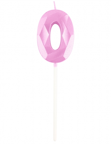 Bougie chiffre rose pastel effet diamant 5 cm pour anniversaire