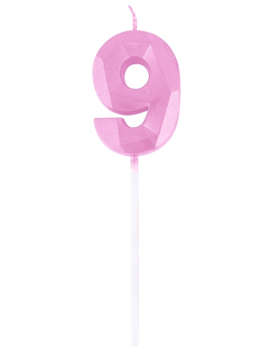 Bougie chiffre rose pastel effet diamant 5 cm pour anniversaire