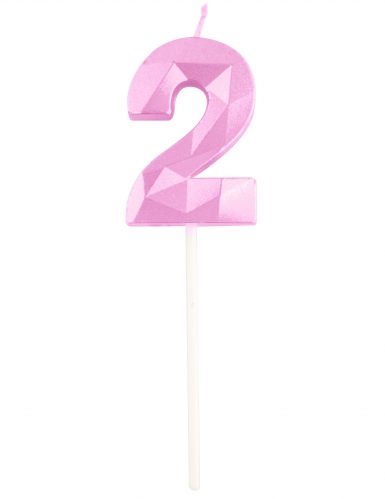 Bougie chiffre rose pastel effet diamant 5 cm pour anniversaire