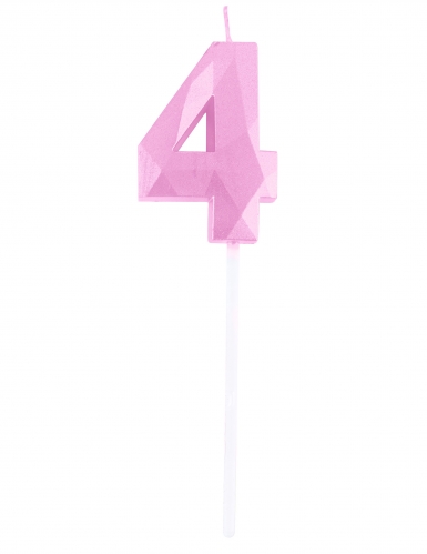 Bougie chiffre rose pastel effet diamant 5 cm pour anniversaire