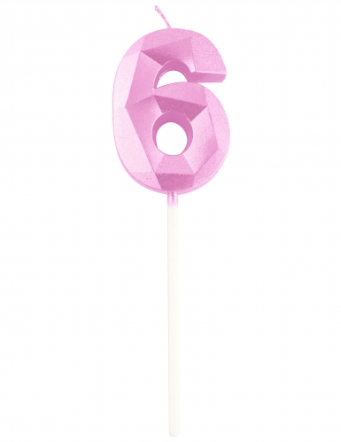 Bougie chiffre rose pastel effet diamant 5 cm pour anniversaire