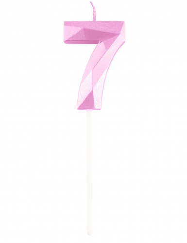 Bougie chiffre rose pastel effet diamant 5 cm pour anniversaire