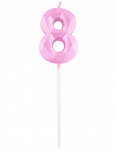 Bougie chiffre rose pastel effet diamant 5 cm pour anniversaire