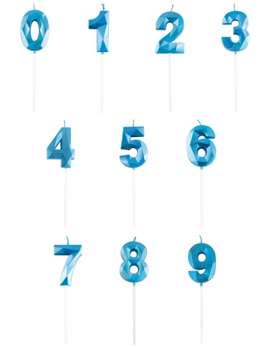 Bougie chiffre bleue effet diamant 5 cm pour anniversaire