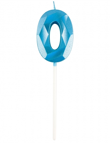 Bougie chiffre bleue effet diamant 5 cm pour anniversaire