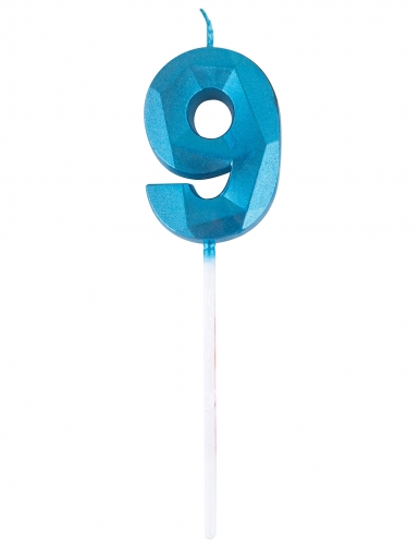 Bougie chiffre bleue effet diamant 5 cm pour anniversaire