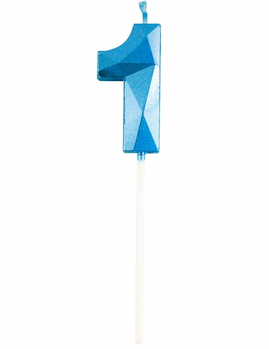 Bougie chiffre bleue effet diamant 5 cm pour anniversaire