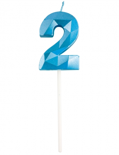 Bougie chiffre bleue effet diamant 5 cm pour anniversaire