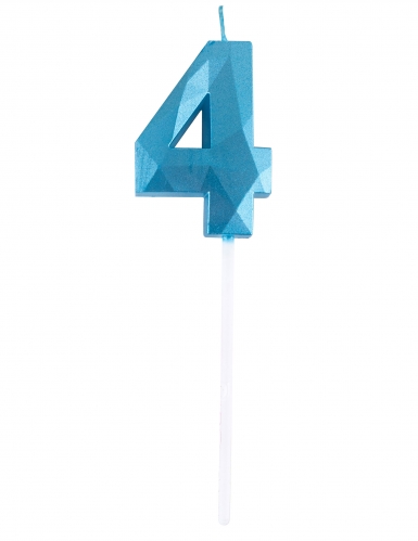 Bougie chiffre bleue effet diamant 5 cm pour anniversaire