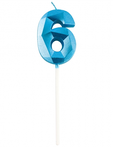 Bougie chiffre bleue effet diamant 5 cm pour anniversaire