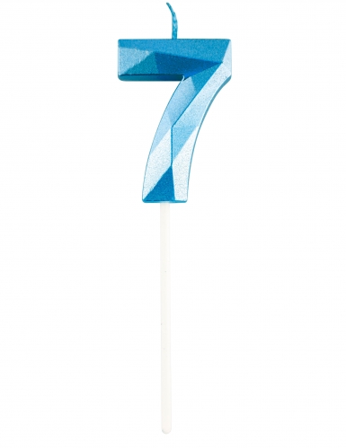 Bougie chiffre bleue effet diamant 5 cm pour anniversaire