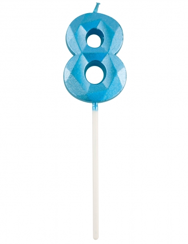 Bougie chiffre bleue effet diamant 5 cm pour anniversaire