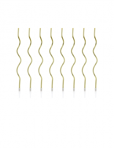 8 bougies spirales dorées 14 cm avec bobèches