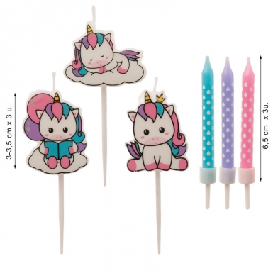 15 bougies d'anniversaire licorne pastel pour gâteau