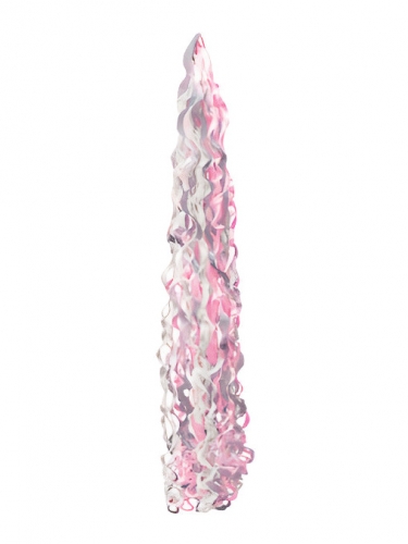 Traîne de ballon rose et blanche 86 cm à fils torsadés