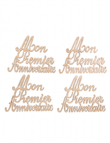 4 confettis en bois mon premier anniversaire 6,5 x 5 cm décoration table