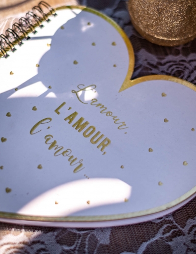 Livre d'or forme cœur l'amour doré 20 cm blanc mariage