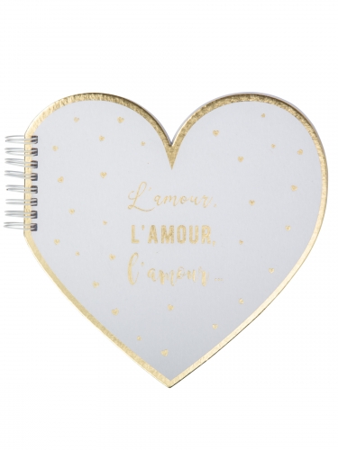 Livre d'or forme cœur l'amour doré 20 cm blanc mariage
