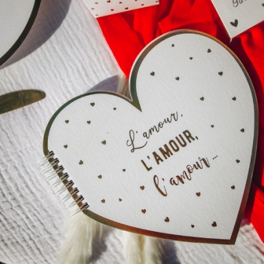 Livre d'or forme cœur l'amour doré 20 cm blanc mariage