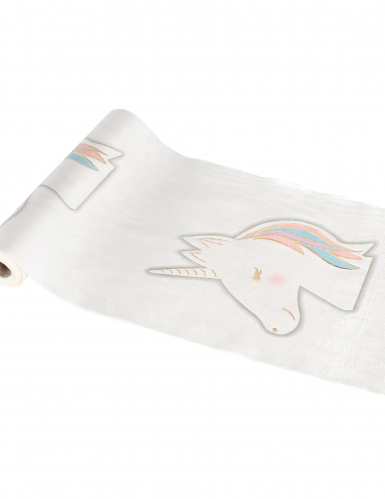 Chemin de table velours blanc licorne pastel 28 cm x 3 m décoration fête