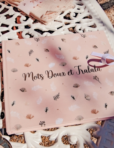 Livre d'or boho blush et or 68 pages avec ruban