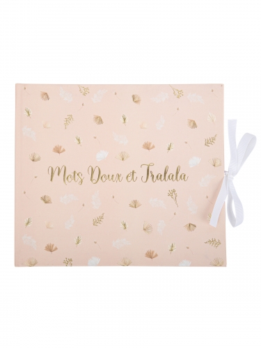 Livre d'or boho blush et or 68 pages avec ruban