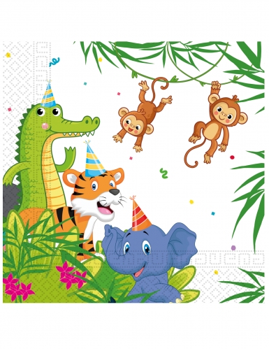 20 serviettes en papier jungle balloons 33 x 33 cm animaux