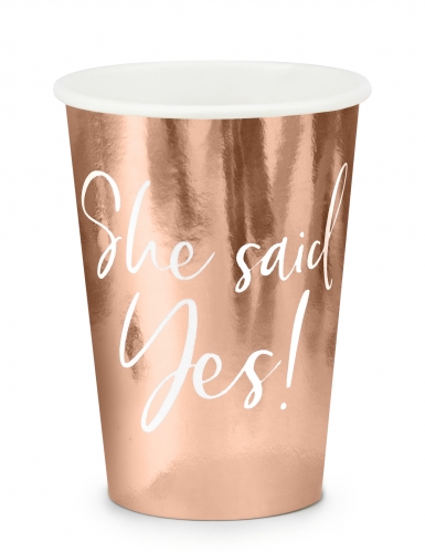 6 gobelets en carton rose gold she said yes 220 ml evjf